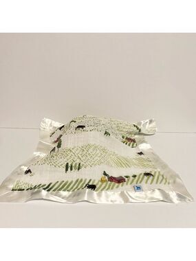 Little Unicorn Barnyard Friends Security Blanket Baby Lovey Muslin Satin Trim